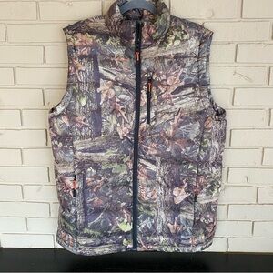 Mens Camo Duck Down Puffer Vest Size L Full Zip Hunting Gorpcore Guide Gear
